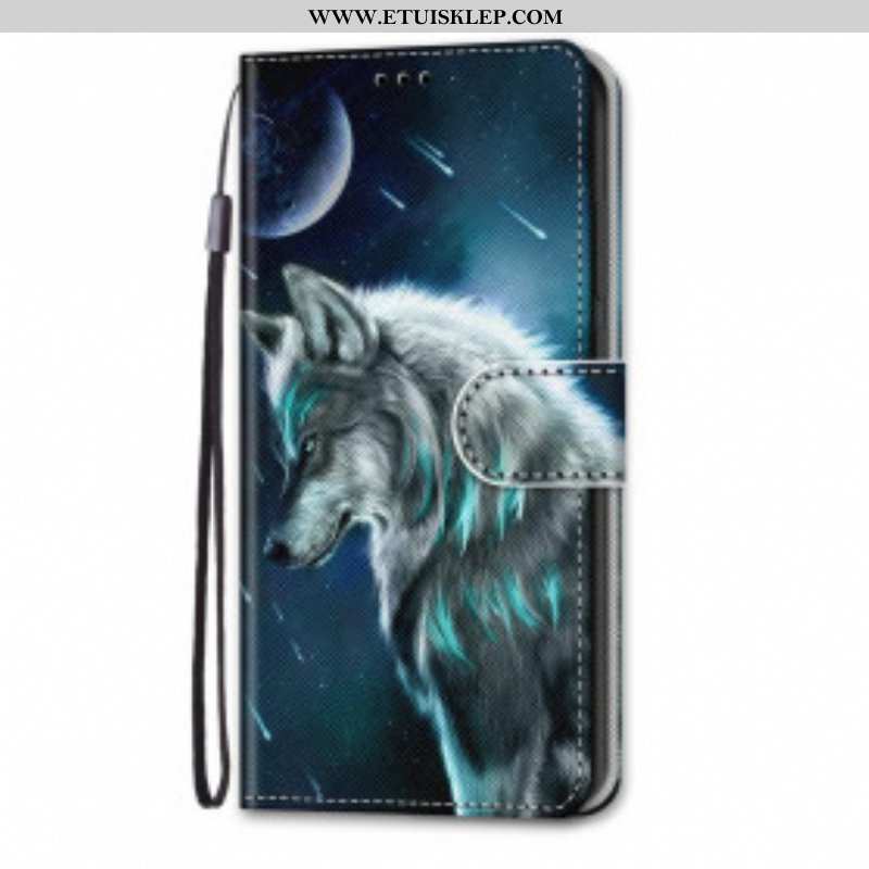 Etui Folio do Samsung Galaxy S21 Ultra 5G Wilk W Deszczu Gwiazd